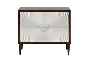 Silver & walnut finish pattern drawer front accent table by Acme additional picture 3