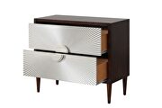 Silver & walnut finish pattern drawer front accent table by Acme additional picture 5