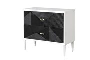 White & black finish pattern drawer front accent table by Acme additional picture 2