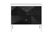 White & black finish pattern drawer front accent table by Acme additional picture 3
