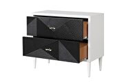 White & black finish pattern drawer front accent table by Acme additional picture 5
