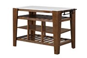 Marble top & rustic brown finish base kitchen island by Acme additional picture 2