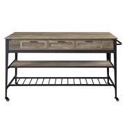Rustic oak and black finish rectangular kitchen island by Acme additional picture 3