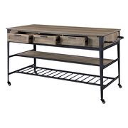 Rustic oak and black finish rectangular kitchen island by Acme additional picture 5