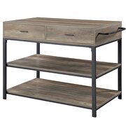 Rustic oak & black finish rectangular kitchen island by Acme additional picture 2