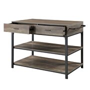 Rustic oak & black finish rectangular kitchen island by Acme additional picture 5