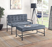 Gray velvet & sandy gray finish memory foam seat bench by Acme additional picture 2