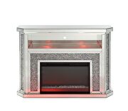 Mirrored & faux diamonds electric led fireplace with illuminate additional photo 5 of 9