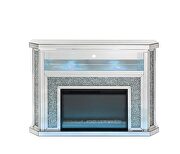 Mirrored & faux diamonds electric led fireplace with illuminate by Acme additional picture 6