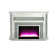 Mirrored & faux diamonds electric led fireplace with illuminate by Acme additional picture 10