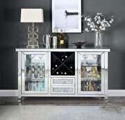 Beveled mirrored frame and faux diamonds inlay wine cabinet w/ led by Acme additional picture 2