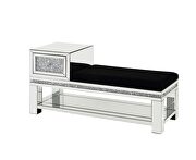 Mirrored & faux diamonds inlay bench w/ storage drawer by Acme additional picture 3