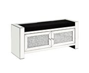 Mirrored & faux diamonds inlay bench w/ storage by Acme additional picture 2