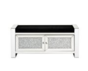 Mirrored & faux diamonds inlay bench w/ storage by Acme additional picture 3