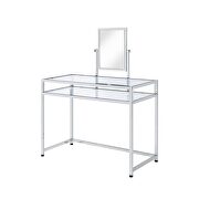Tempered glass table top amd chrome finish metal frame vanity desk by Acme additional picture 2