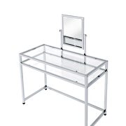 Tempered glass table top amd chrome finish metal frame vanity desk by Acme additional picture 4