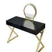 Black & gold finish rectangular vanity desk by Acme additional picture 2