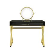 Black & gold finish rectangular vanity desk by Acme additional picture 4