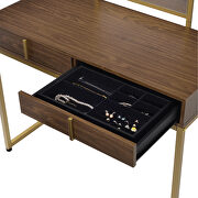Walnut and gold finish frame vanity desk by Acme additional picture 2