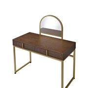 Walnut and gold finish frame vanity desk by Acme additional picture 5