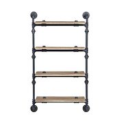 Oak & sandy black finish water pipe style wall shelf by Acme additional picture 3