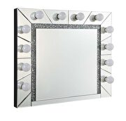 Mirrored & faux diamonds gorgeous glam style wall mirror by Acme additional picture 2