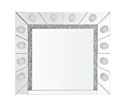 Mirrored & faux diamonds gorgeous glam style wall mirror by Acme additional picture 3