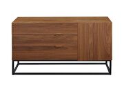 Walnut & black finish rectangular console table by Acme additional picture 3