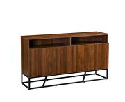 Walnut finish geometric door design rectangular console table by Acme additional picture 2