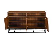 Walnut finish geometric door design rectangular console table by Acme additional picture 5