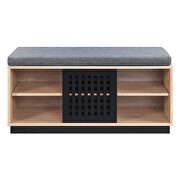 Oak & espresso finish padded seat cushion bench w/ storage by Acme additional picture 3