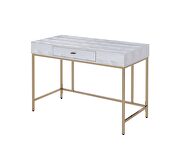 Silver finish crocodile pu top vanity desk by Acme additional picture 2