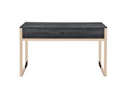 Champagne gold & black finish rectangular vanity desk w/ 2 usb by Acme additional picture 5