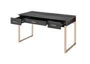Champagne gold & black finish rectangular vanity desk w/ 2 usb by Acme additional picture 7
