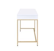 White high gloss & gold finish contemporary style vanity desk by Acme additional picture 3