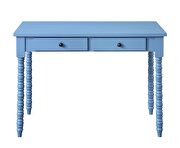 Blue finish wooden frame with ornate carvings console table by Acme additional picture 3