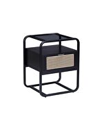 Tempered glass top and black finish metal frame accent table by Acme additional picture 2