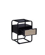 Tempered glass top and black finish metal frame accent table additional photo 5 of 4