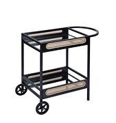 Black finish metal frame and mirrored shelf serving cart by Acme additional picture 2