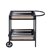 Black finish metal frame and mirrored shelf serving cart by Acme additional picture 3