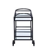 Black finish metal frame and mirrored shelf serving cart by Acme additional picture 4