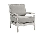 Gray linen upholstery & light oak finish nailhead trim accent chair by Acme additional picture 2