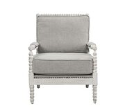 Gray linen upholstery & light oak finish nailhead trim accent chair by Acme additional picture 3