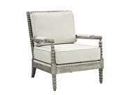 Beige linen upholstery & light oak finish nailhead trim accent chair by Acme additional picture 2