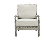 Beige linen upholstery & light oak finish nailhead trim accent chair by Acme additional picture 3