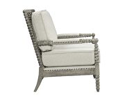 Beige linen upholstery & light oak finish nailhead trim accent chair by Acme additional picture 4