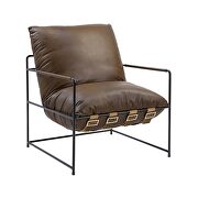 Saturn top grain leather and metal frame base accent chair by Acme additional picture 2