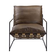 Saturn top grain leather and metal frame base accent chair by Acme additional picture 3