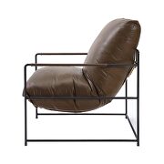 Saturn top grain leather and metal frame base accent chair by Acme additional picture 4