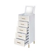 White/ champagne and gold finish metal legs jewelry armoire by Acme additional picture 5
